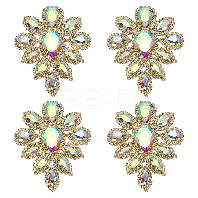 4Pcs Teardrop Shape Hotfix Rhinestone Iron on Patches PATC-FG0002-25B-1