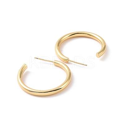 Brass Simple Ring Stud Earrings EJEW-P206-06G-1
