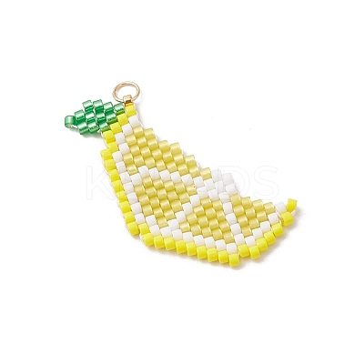 Glass Seed Beaded Lemon Pendants PALLOY-MZ00814-02-1