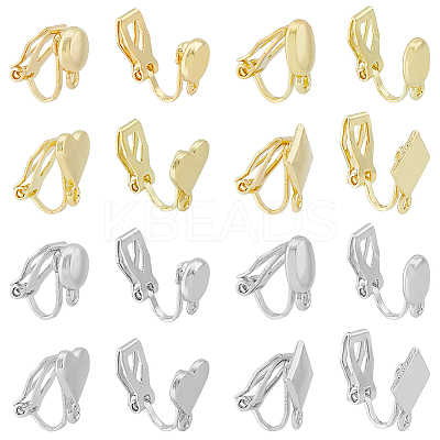16Pcs 8 Style Alloy Clip-on Earring Findings FIND-FH0008-05-1