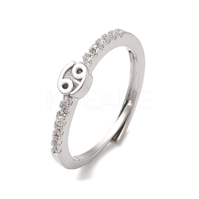 Rack Plating Brass Clear Cubic Zirconia Constellation Adjustable Rings for Women RJEW-S407-08P-11-1