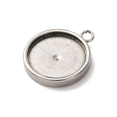 201 Stainless Steel Pendant Cabochon Settings STAS-D379-04E-P-1