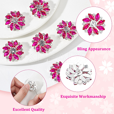6Pcs Alloy Rhinestone Shank Buttons BUTT-FG0001-25A-1
