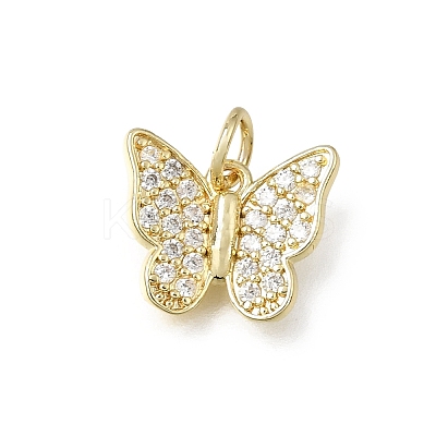 Brass Micro Pave Clear Cubic Zirconia Charms CU-L001-09G-07-1