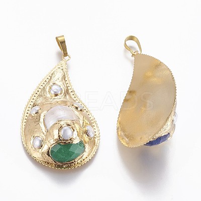 Brass Big Pendants PEAR-F011-69G-1