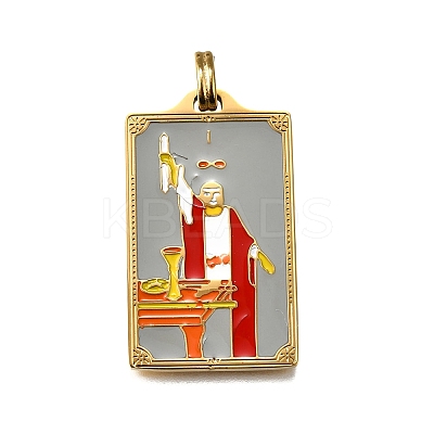 Tarot 304 Stainless Steel Enamel Pendants STAS-M119-07A-G-1