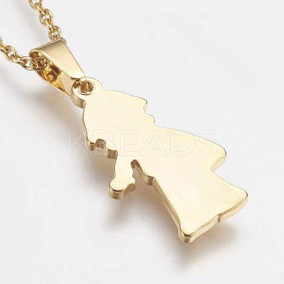 304 Stainless Steel Pendant Necklaces STAS-I075-39G-1