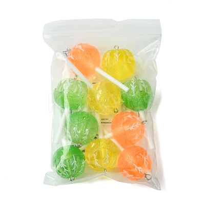 9Pcs 3 Colors Translucent Resin Imitation Food Pendants FIND-FS0002-90-1
