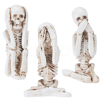 3Pcs 3 Styles Resin Skeleton Home Display Decorations DJEW-WH0103-007-1