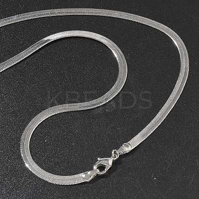 4mm Rack Plating Brass Herringbone Chain Necklaces for Women Men MAK-L044-17P-1