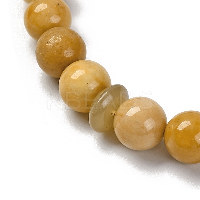 Natural Yellow Jade Beads Stretch Bracelets BJEW-A025-01J-1