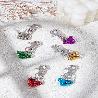 6Pcs 6 Colors Brass Bell Charms Pendant Decorations KEYC-LP0001-47-1