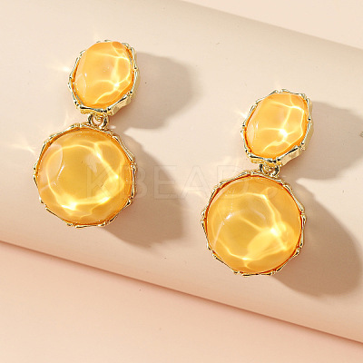 Zinc Alloy Resin Dangle Stud Earrings FS-WG37519-02-1