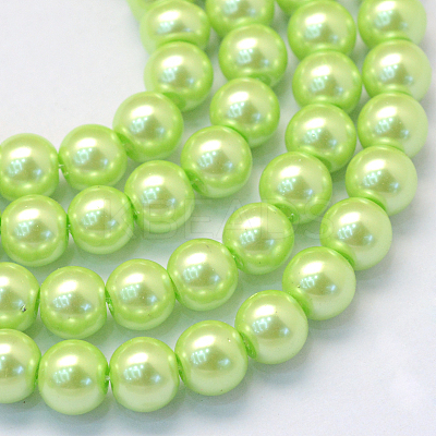 Baking Paint Pearlized Glass Pearl Round Bead Strands HY-Q003-10mm-07-1