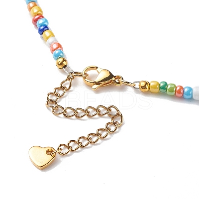 Alloy Enamel Sakura Pendant Necklace NJEW-JN04052-1