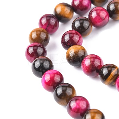 Natural Rose Tiger Eye(Dyed & Heated) and Yellow Tiger Eye(Dyed & Heated) Beads Strands X-G-G101-8mm-1-1