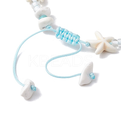 Adjustable Synthetical Turquoise & Magnesite Beaded Braided Bead Bracelets for Women BJEW-JB11545-1