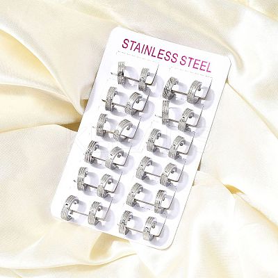 304 Stainless Steel Hoop Earrings EJEW-L302-03D-P-1