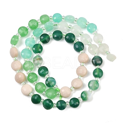 Natural Agate Dyed White Jade & Fossil Beads Strands G-Z135-B02-1
