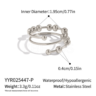 304 Stainless Steel Sliding Bead Finger Rings OK3512-3-1