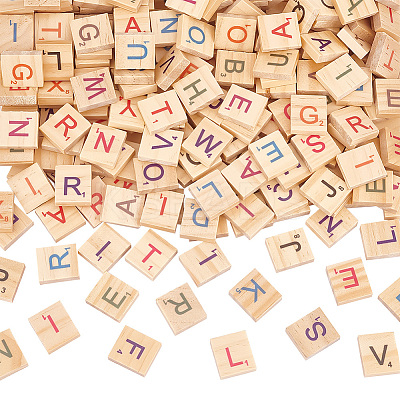 Random Mixed Capital Letters or Unfinished Blank Wooden Scrabble Tiles DIY-WH0162-89-1