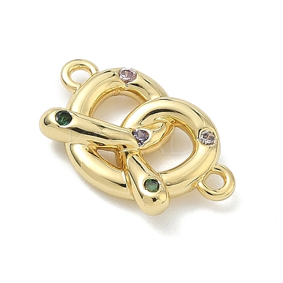 Brass Micro Pave Cubic Zirconia Heart Biscuit Connector Charms KK-G548-06G-02-1