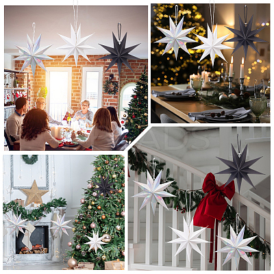 6Pcs 3 Colors Paper Star Pendant Decorations HJEW-GF0001-66B-1