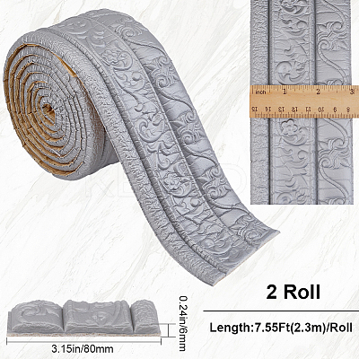 2Pcs Foam 3D Self-Adhesive Waterproof Wallpaper Border DIY-GF0010-19A-1
