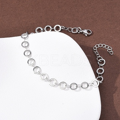 304 Stainless Steel Ring Link Chain Bracelets BJEW-P373-02A-P-1