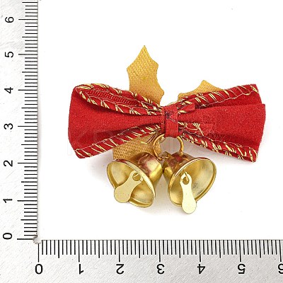 Cloth & Iron Christmas Bowknot Bell Hanging Ornaments  HJEW-S004-01C-1