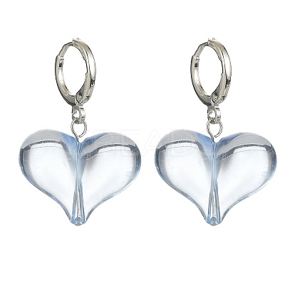 5 Pair 5 Color Acrylic Heart Dangle Leverback Earrings EJEW-TA00254-1