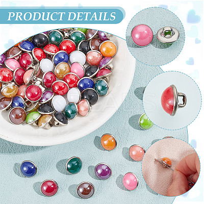 130Pcs 13 Colors 1-Hole Resin Imitation Pearls Shank Buttons BUTT-NB0001-74-1