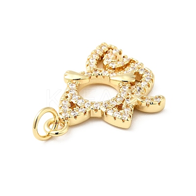 Rack Plating Brass Micro Pave Clear Cubic Zirconia Pendants ZIRC-I059-05G-1
