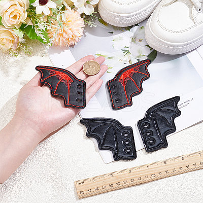 2 Pairs 2 Styles Halloween Imitation Leather Shoe Buckle for DIY Shoe Accessory AJEW-GF0011-82C-1