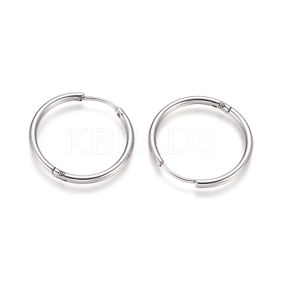 Tarnish Resistant 202 Stainless Steel Huggie Hoop Earrings X-EJEW-F111A-25mm-P-1