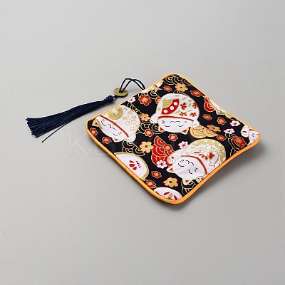 Square Cloth Jewelry Packing Pouches Drawstring Bags with Tassel ABAG-WH0032-68F-1