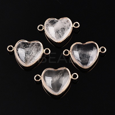 Natural Quartz Crystal Love Heart Pendants G-T138-205C-G-1