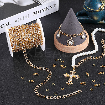 DIY Aluminium Curb Chains Bracelet Necklace Making Kit DIY-SP0001-13A-G-1