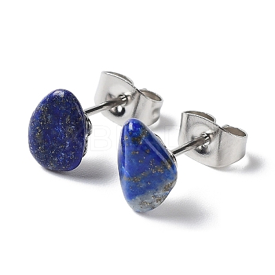Raw Nuggets Natural Gemstone Stud Earrings EJEW-K253-01P-1