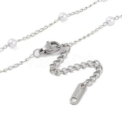 304 Stainless Steel with Shell Pearl Pendant Necklaces NJEW-Z033-02P-1