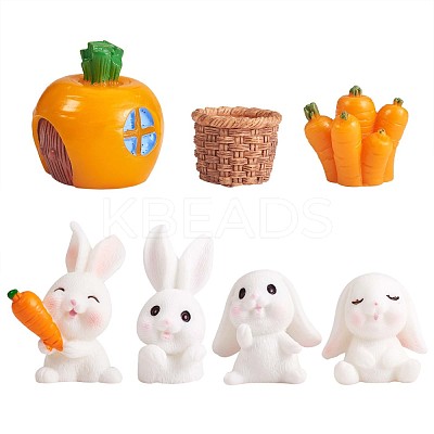 Resin Standing Rabbit Statue Bunny Sculpture Carrot Bonsai Figurine for Lawn Garden Table Home Decoration ( Mixed Color ) JX086A-1