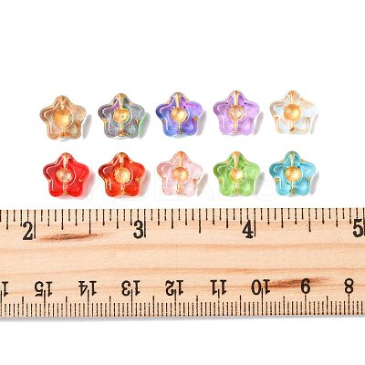 80Pcs 10 Colors Electroplate and Golden Metal Enlaced Glass Beads EGLA-FS0001-56-1