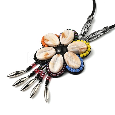 Retro Style Glass & Acrylic & CCB Beads Pendant Necklaces NJEW-Q349-02D-1