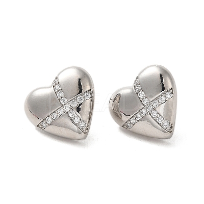 Brass Micro Pave Cubic Zirconia Stud Earrings EJEW-G381-07P-1