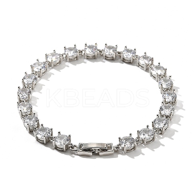 Brass Micro Pave Clear Cubic Zirconia Bracelets BJEW-D333-01P-1