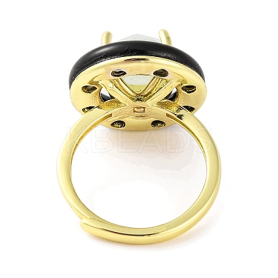 Rack Plating Round Brass Enamel Adjustable Rings RJEW-U004-01C-G-1