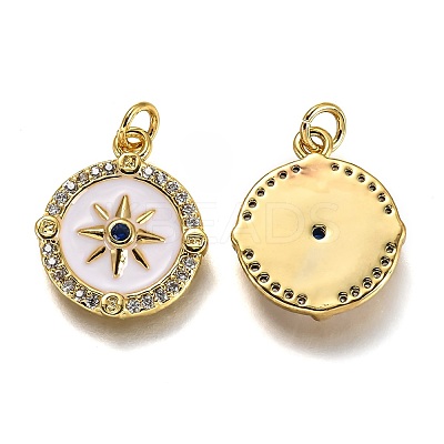 Brass Micro Pave Clear & Royal Blue Cubic Zirconia Pendants ZIRC-B0003-15G-1