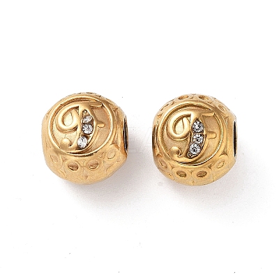 Ion Plating(IP) 304 Stainless Steel Rhinestone European Beads STAS-A092-10F-G-1