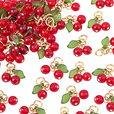50Pcs Glass & Acrylic Beaded Charms GLAA-SC0002-77-1