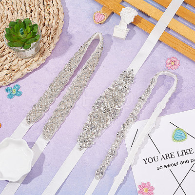 3Pcs 3 Style Crystal Rhinestone Wedding Bridal Belt AJEW-CP0001-67-1